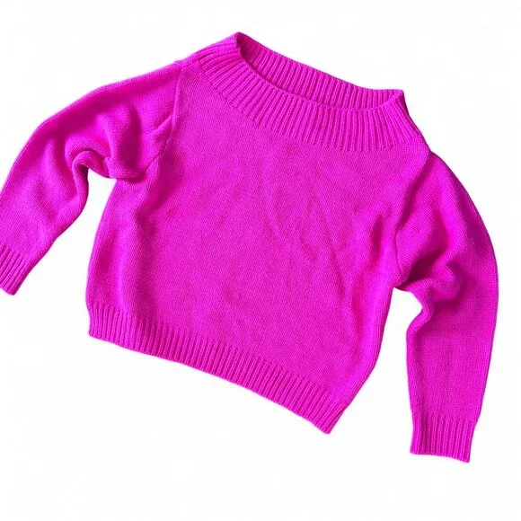 Judith March Hot Pink Sweater Off One Shoulder Cozy Sweater Size Small Relaxed - Picture 1 of 8